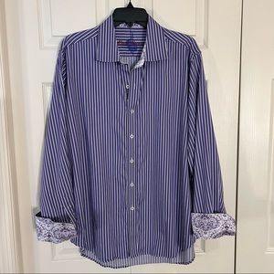 Robert Graham purplish striped shirt